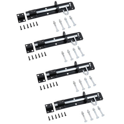 AB Tools 8" (200mm) Brenton Slip Bolt Padbolt Slide Latch Lock Catch Sheds Gates 4Pk from B&Q