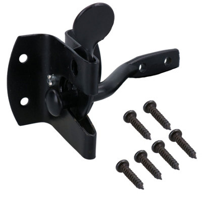 B&Q -  Auto Automatic Gate Latch Catch + Striker Thumb Release Black Powder Coated 1Pk