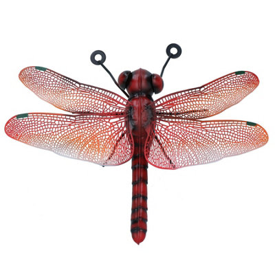 B&Q -  Small Metal Red Dragonfly Garden/home Wall Art Ornament Gift 7X22X31Cm
