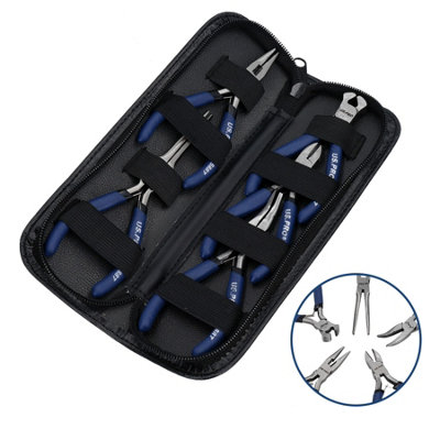 AB Tools 5Pc Mini Plier Set Craft Jewellery Making Fishing Pliers Long Nose Cutters Needle from B&Q