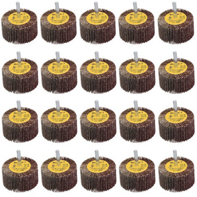 AB Tools 80 Grit 60mm Flap Wheel Disc Abrasive Sanding Pads For Drills 6mm Shank 20Pc from B&Q
