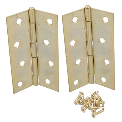 AB Tools 4" (100mm) Brass Plated Steel Door Cabinet Closet Gate Hinges Butt Hinge 2Pk from B&Q