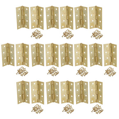 B&Q -  4" (100mm) Brass Plated Steel Door Cabinet Closet Gate Hinges Butt Hinge 20Pk