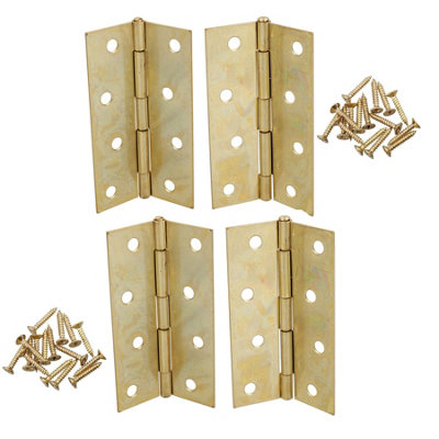 AB Tools 4" (100mm) Brass Plated Steel Door Cabinet Closet Gate Hinges Butt Hinge 4Pk from B&Q