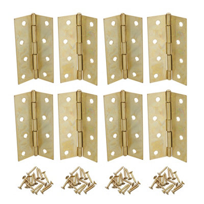 AB Tools 4" (100mm) Brass Plated Steel Door Cabinet Closet Gate Hinges Butt Hinge 8Pk from B&Q
