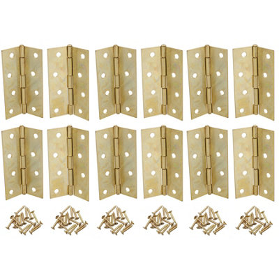 AB Tools 4" (100mm) Brass Plated Steel Door Cabinet Closet Gate Hinges Butt Hinge 12Pk from B&Q