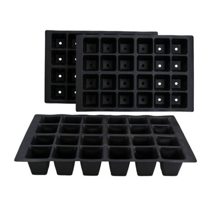 B&Q -  24 Cell Plant Trays Bedding Plant Pack Plastic Inserts Seed Tray Pots 3 Trays