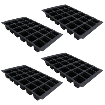 B&Q -  24 Cell Plant Trays Bedding Plant Pack Plastic Inserts Seed Tray Pots 12 Trays