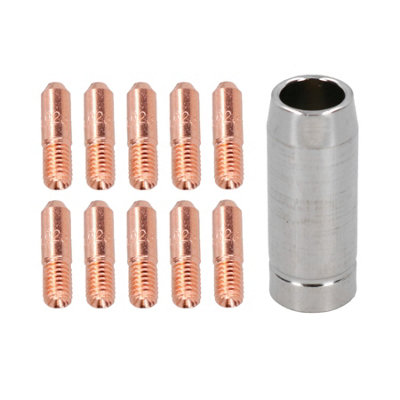 Ab Tools 0.6Mm Mini Contact Tips 10Pk & Shroud Hobby Welding Torch Welder Mig Gas