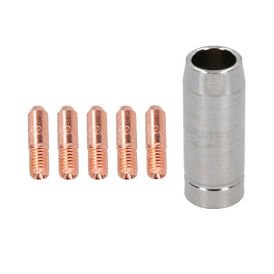 AB Tools 0.6mm Mini Contact Tips 5Pk & Shroud Hobby Welding Torch Welder Mig Gas from B&Q