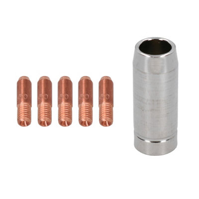 AB Tools 0.8mm Mini Contact Tips 5Pk & Shroud Hobby Welding Torch Welder Mig Gas from B&Q
