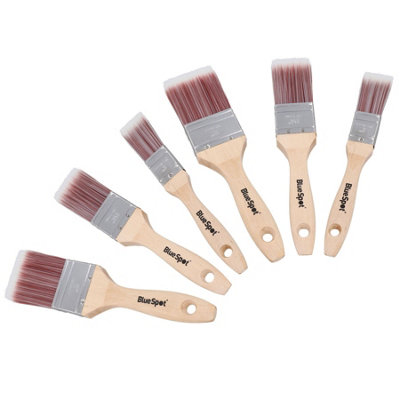 B&Q -  Paint Brush Painting + Decorating Synthetic Brushes Wooden Handle 1"2" 6Pk