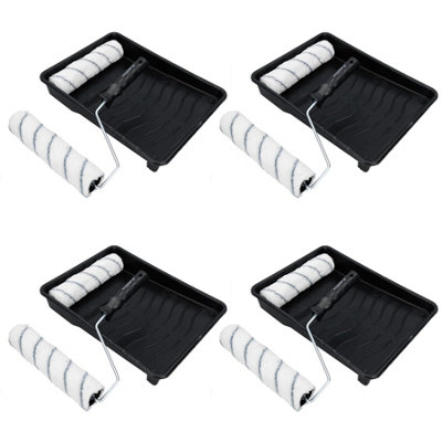 AB Tools 230mm Paint Roller Medium Pile Sleeves +Tray For Painting Decorating 4Pk from B&Q
