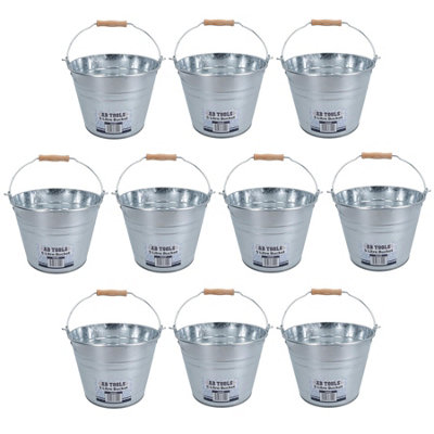 AB Tools 5L Galvanised Steel Metal Bucket Pail Water Coal Greenhouse Garden Plant 10Pk from B&Q