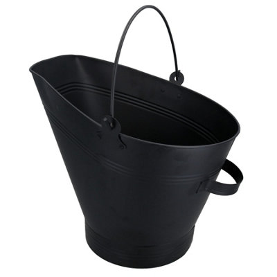 AB Tools Fireplace Waterloo Style Black Coal Log Burner Scuttle Bucket Wide Mouth Fire from B&Q