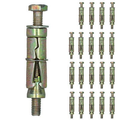 AB Tools M6 6mm X 60mm Expansion Rawl Bolt For Masonry Sleeve Anchors Fastener 20Pk from B&Q