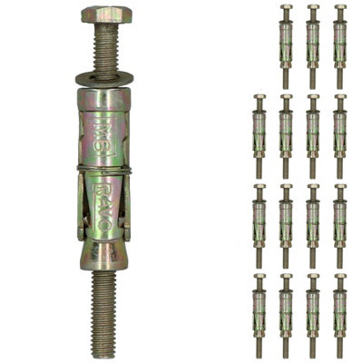 AB Tools M6 6mm X 75mm Expansion Rawl Bolt For Masonry Sleeve Anchors Fastener 16Pk from B&Q