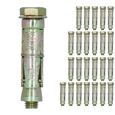 AB Tools M10 10mm X 70mm Expansion Rawl Bolt For Masonry Sleeve Anchors Fastener 25Pk from B&Q
