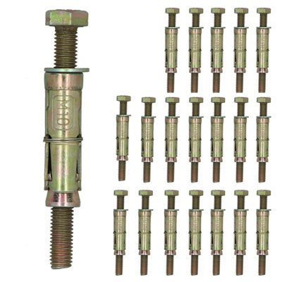 AB Tools M10 10mm X 100mm Expansion Rawl Bolt For Masonry Sleeve Anchors Fastener 20Pk from B&Q