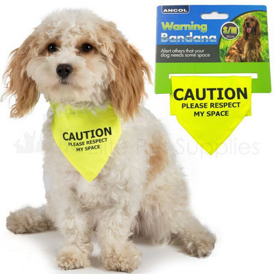 AB Tools Small/ Medium Yellow Respect My Space Warning Bandana For Dogs from B&Q