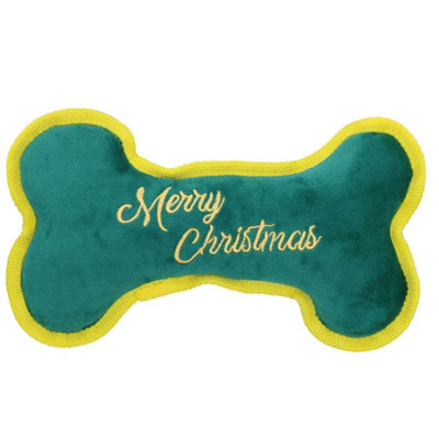 AB Tools Dog Christmas Gift Merry Christmas Squeaky Bone Plush Play Toy Xmas Present from B&Q