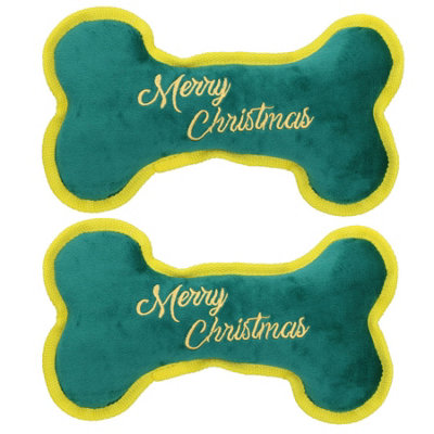 AB Tools 2Pk Dog Christmas Gift Merry Christmas Bone Plush Play Toy Xmas Dog Present from B&Q