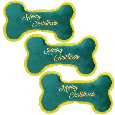 AB Tools 3Pk Dog Christmas Gift Merry Christmas Bone Plush Play Toy Xmas Dog Present from B&Q