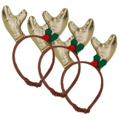 AB Tools 3Pk Dog Humorous Novelty Christmas Gold Antler Headband Small Xmas Gift from B&Q