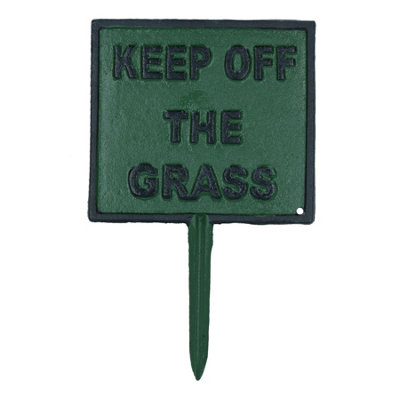 AB Tools Keep Off Grass Sign Cast Iron Sign Plaque Spike Stake Garden Park Lawn Yard from B&Q