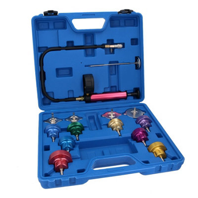 AB Tools 14Pc Radiator Coolant Cooling Temperature System Pressure Tester Testing Kit from B&Q