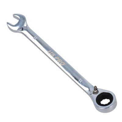 B&Q -  11mm Reversible Cranked Offset Ratchet Combination Spanner Wrench 72 Teeth