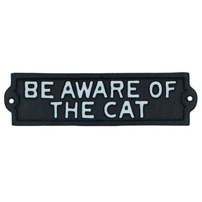 AB Tools Be Aware Of The Cat Sign Plaque Cast Iron Garden House Wall Fence Gate Door from B&Q