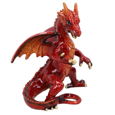 AB Tools Red Standing Dragon Resin Fantasy Sculpture Statue House Ornament Figurine from B&Q