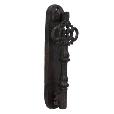 Ab Tools Key Door Knocker Bell Ringer Cast Iron Garden Tool Shed House Decor Farm Brown