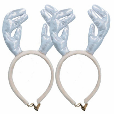 AB Tools 2Pk Dog Humorous Novelty Christmas Soft Metallic Antler Headband Medium Size from B&Q