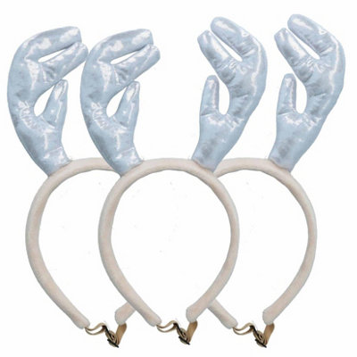 AB Tools 3Pk Dog Humorous Novelty Christmas Soft Metallic Antler Headband Medium Size from B&Q