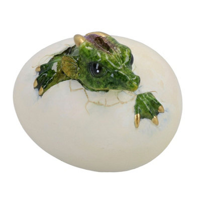 AB Tools Green Baby Dragon Egg Hatching Resin Fantasy Sculpture Statue Ornament from B&Q
