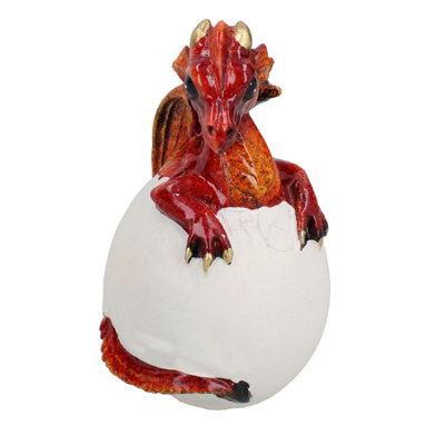 AB Tools Red Baby Dragon Egg Hatching Resin Fantasy Sculpture Statue Ornament Figurine from B&Q