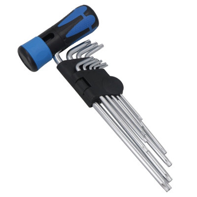 AB Tools 9Pc Security Star Torx Tamper Keys Handle T10T50 L-Type Bits Set from B&Q