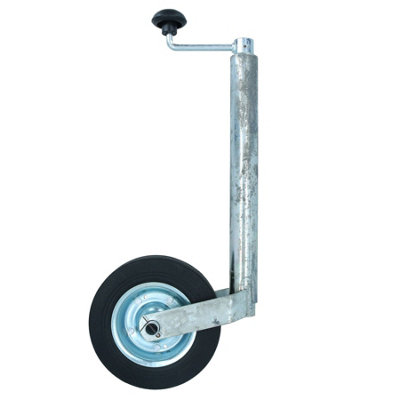AB Tools 42mm Jockey Wheel For Trailers Caravans 200mm Steel Wheel Tarnished Shaft from B&Q