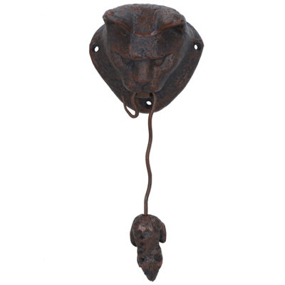 B&Q -  Cat & Mouse Door Knocker Bell Ringer Cast Iron Garden Shed House Cast Iron