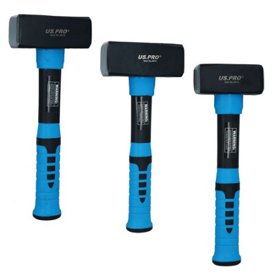 AB Tools 3Pc Stoning Sledge Lump Hammer With Fibreglass Non Slip Handle 1Kg 1.5Kg 2Kg from B&Q