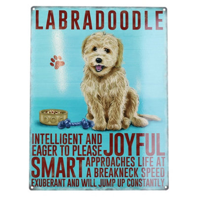 B&Q -  Labradoodle Dog Sign Plaque Metal Tin House Garden Home Wall Door Hanging