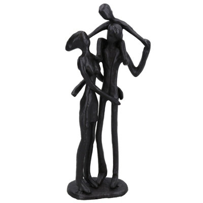Ab Tools Family Of 3 Piggy Back Silhouette Figurine Statue House Decor Ornament Cast Iron