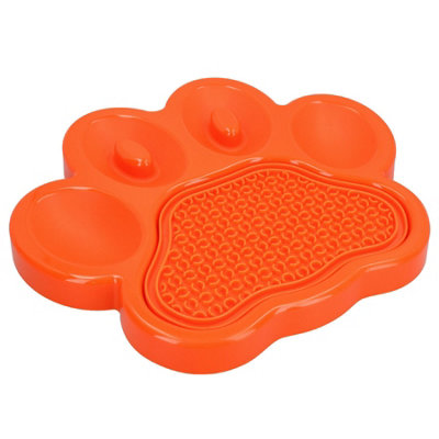 B&Q -  Orange Paw Interactive Dog Slow Feeder & Lick Mat Dog Food Accessories