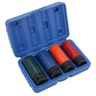 AB Tools 4Pc 1/2" Drive Deep Colour Coded Alloy Wheel Impact Sockets 17 19 21 22mm from B&Q