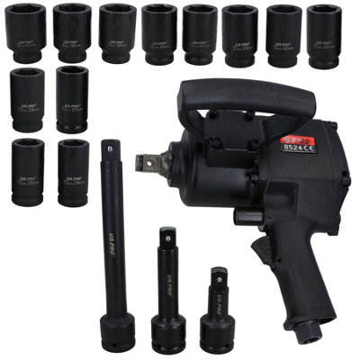 Ab Tools 3/4 In Drive Air Impact Wrench Gun 1800 Nm Sockets And Extensions Size 12