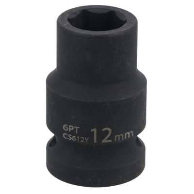 Ab Tools 12Mm Metric Shallow Impact Impacted European Style Socket 1/2" Drive 6 Sided