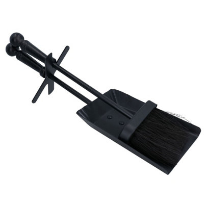 AB Tools Hearth Tidy Brush & Shovel Set Black Handle Fireplace Accessory Sweep Spade from B&Q