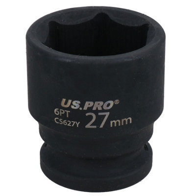Ab Tools 27Mm Metric Shallow Impact Impacted European Style Socket 1/2" Drive 6 Sided